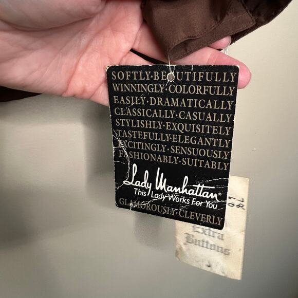 Vintage Lady Manhattan Sheer Brown Blouse NOS Deadstock Sz 10 M - Picture 4 of 13